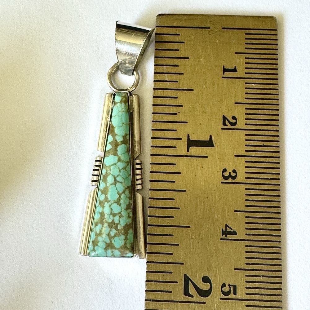Navajo Inlay Pendant #8 Mine Turquoise Sterling 1.5in Signed Francisco Native - Picture 3 of 6